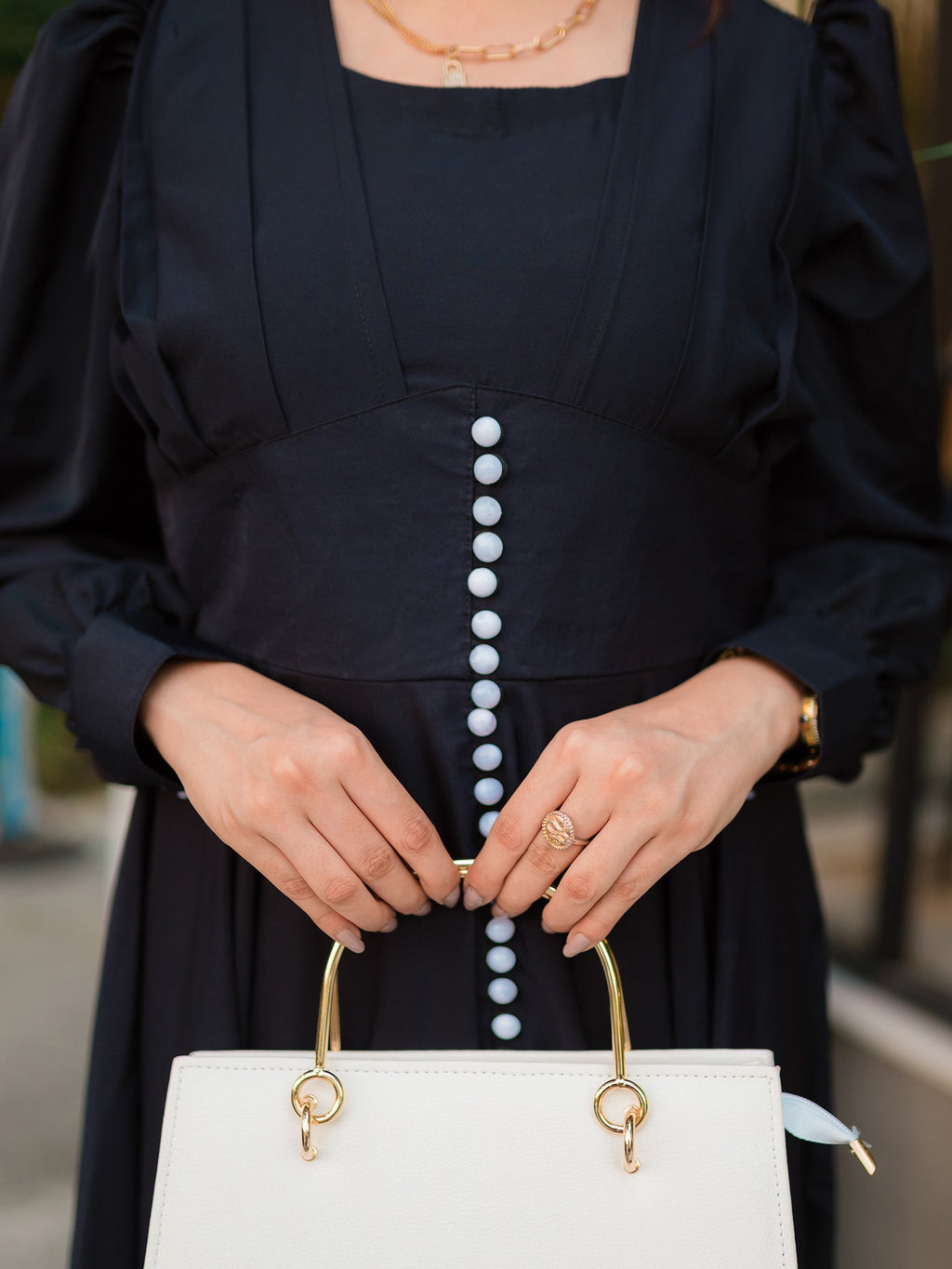 Cross button down maxi dress (black)