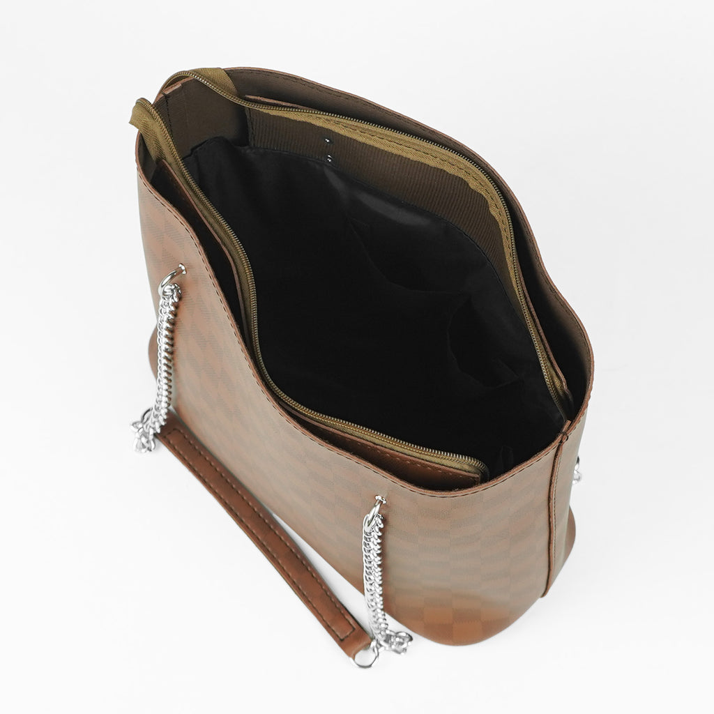 Verona Tote Bag Brown (checkered)