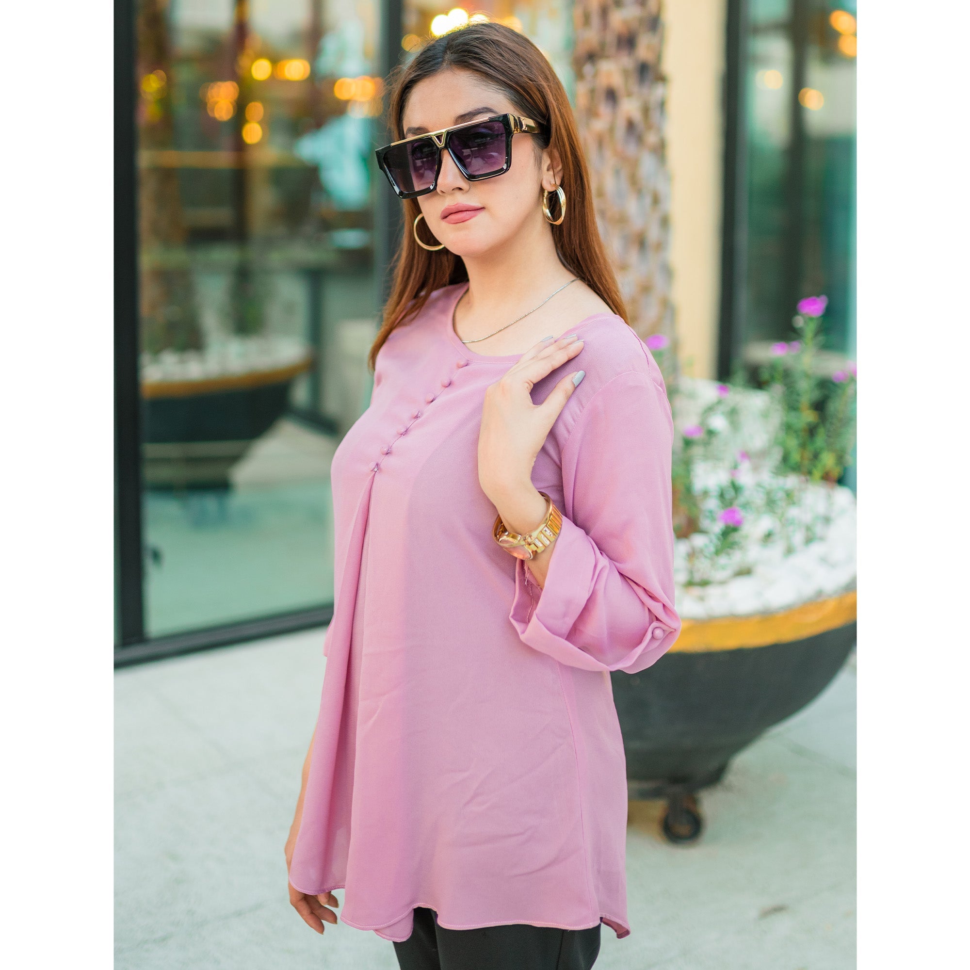 Button down top shirt (pink)