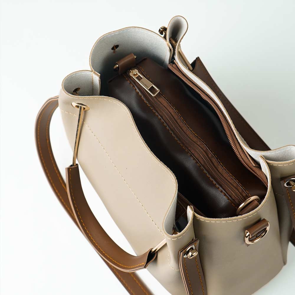 Emerald set of 2 Bag with pouch (Beige)