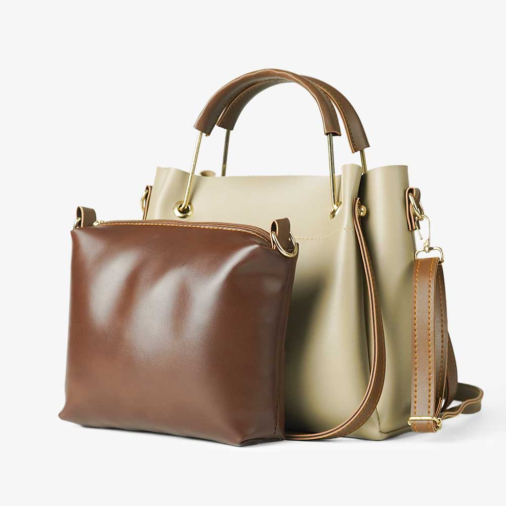 Emerald set of 2 Bag with pouch (Beige)