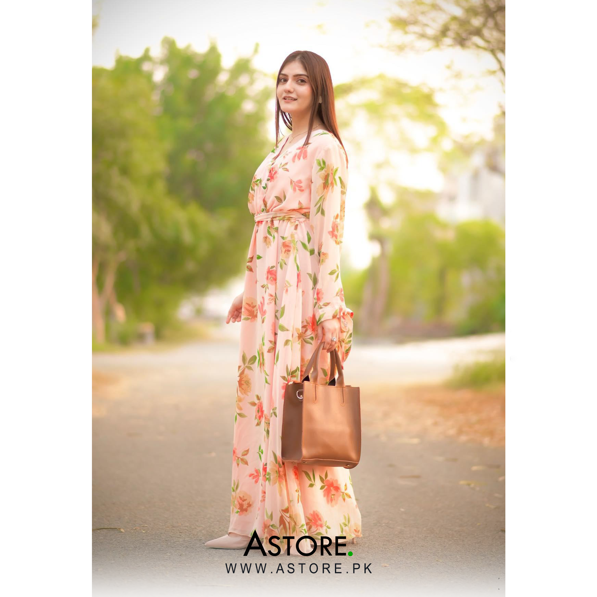 Peach floral maxi