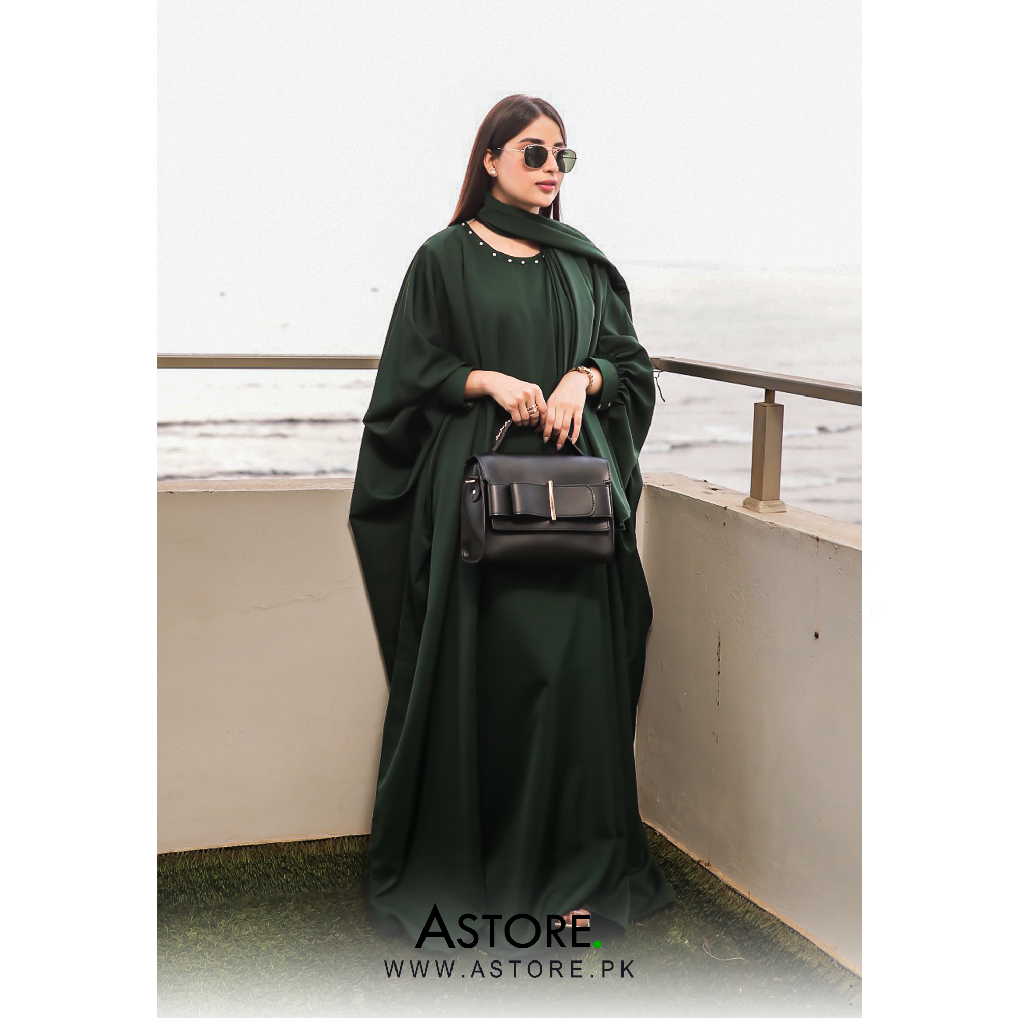 Cuff Sleeve Abaya (Emerald Green-006)