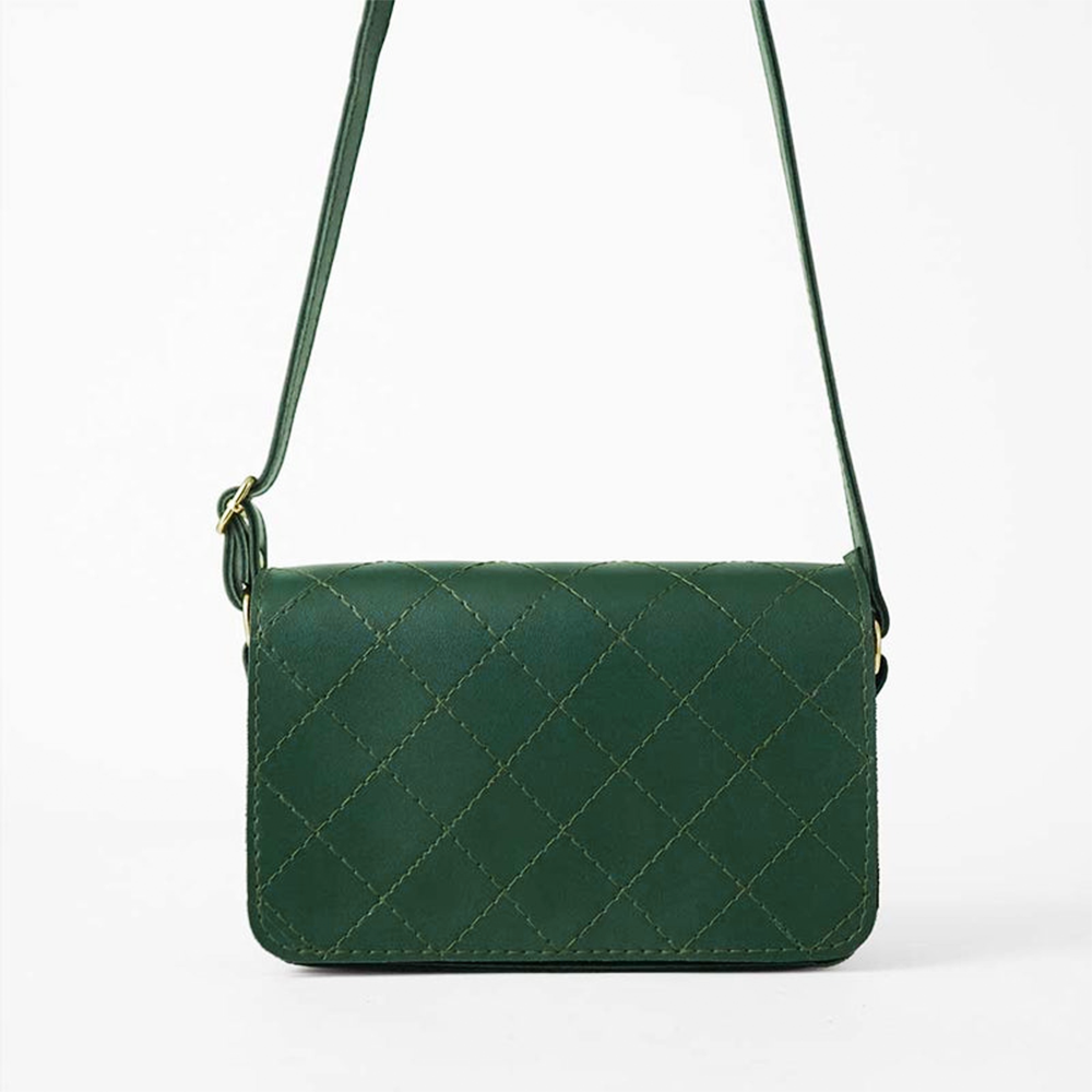 Cross Stitch Crossbody Bag Green